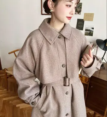 니트 멜톤 2WAY 어레인지 칼라 롱 코트