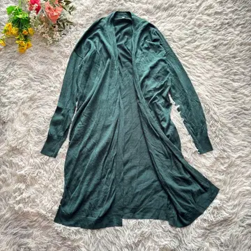 무인양품 롱 가디건 [ L ] 그린 울 실크 혼방 얇은 소재