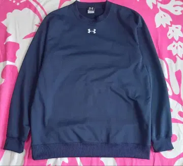 미사용품 언더아머 트레이닝복 센터 로고 로고 자수 L 네이비