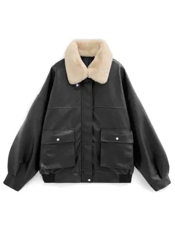 GRL 퍼 티펫 포함 가죽 블루종 fo1988