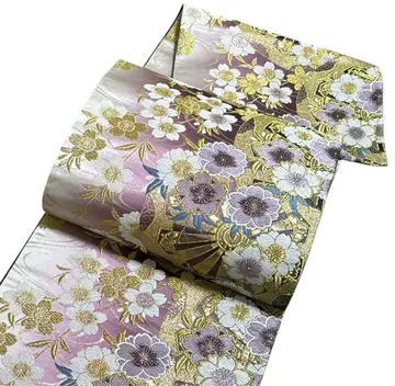 A 105 새상품급 후쿠로 오비 육통 꽃 벚꽃 금실 후리소데용 기모노