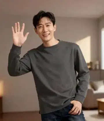 그레이 긴팔 티셔츠 코튼 혼방