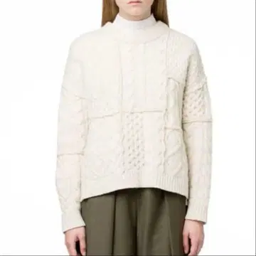 CLANE 패치워크 케이블 니트 풀오버 스웨터 울