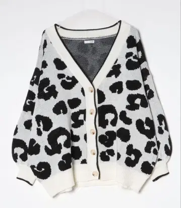 라메 G 레오파드 니트 가디건