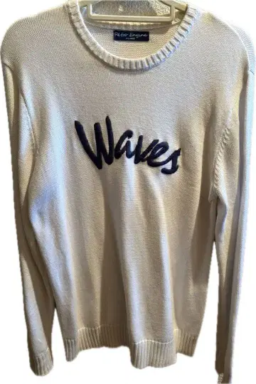 레트로 엔진 웨이브 자수 니트 스웨터 X-LARGE