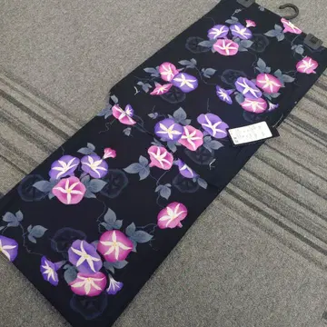 빅 사이즈 유카타 45 꽃무늬 유카타 단품 블랙 베이스 보라색 핑크