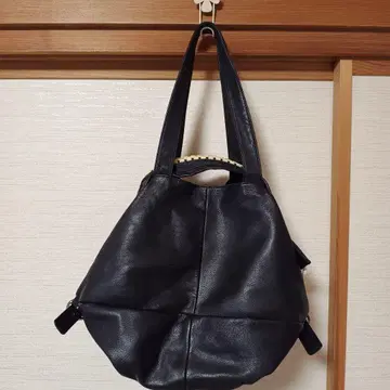 카와카와 블랙 가죽 토트백 빅 지퍼백