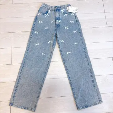 merry jenny 라이트 블루 리본 데님 팬츠