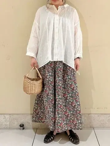 츠하루 바이 사만사 모스모스 리버티 Fergus 패턴 큐롯 팬츠