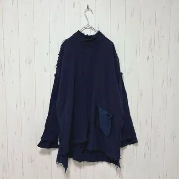 Y26 소년시중 티셔츠 긴팔 데미지 가공 네이비 루즈핏