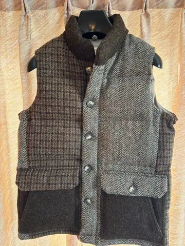 BEAUTY&YOUTH 다운 베스트 체크 무늬 Harris Tweed