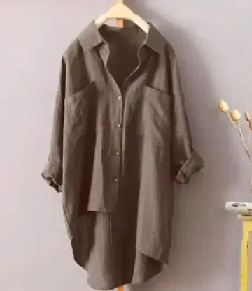 가을/겨울 여성용 겉옷 셔츠 셔츠 원피스 빅 사이즈 모카 브라운
