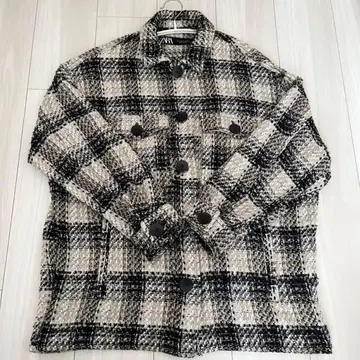 ZARA 텍스처 체크 무늬 셔츠 자켓
