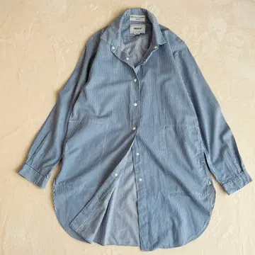 YAECA 야에카 스트라이프 롱 셔츠 코튼 실크 블라우스 롱