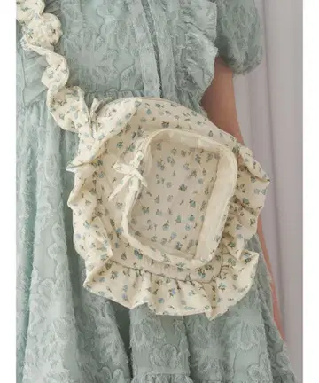 merryjenny 꽃 봉제 인형 숄더백 작은 꽃 블루