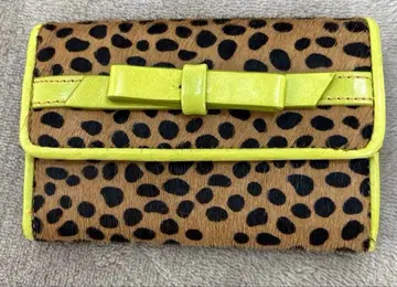 송치/카프 (천연 가죽) 레오파드 무늬 접이식 지갑 퍼스