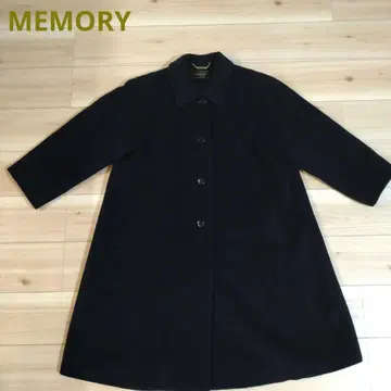 MEMORY 버튼부 롱 코트 심플 블랙