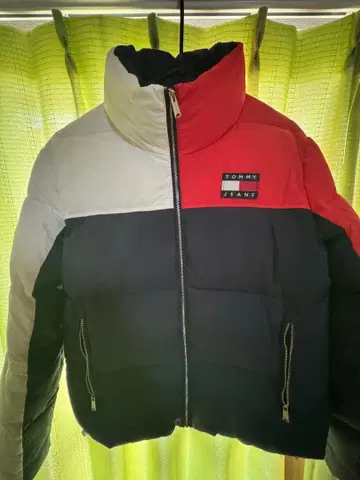 TOMMY JEANS 다운 자켓 L 화이트/레드/네이비