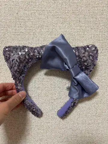 가격 인하 보라색 고양이 귀 머리띠 (스팽글)