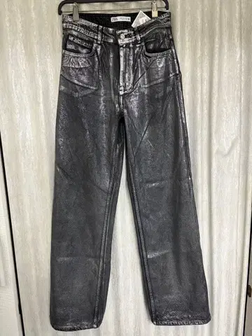 ZARA 메탈릭 데님 블랙 그레이