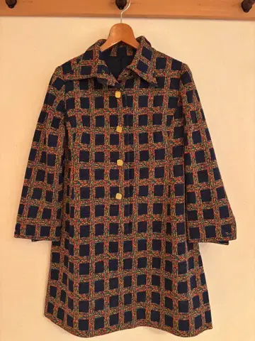 [ 새상품급 ] 빈티지 네이비 체크 무늬 원피스