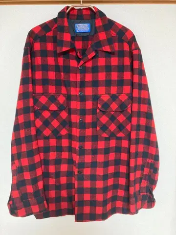 Pendleton 울 레드/블랙 체크 플란넬 셔츠 L 사이즈