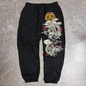 y2k 00s 일본풍 패턴 용 스웨트 팬츠 구제 의류 일본풍