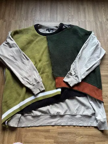 컬러 블록 니트 스웨터 L 사이즈