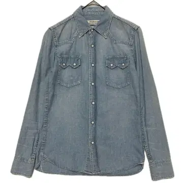 레미레리프 가공 샴브레이 웨스턴 셔츠 S 인디고 일본제