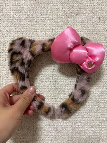 가격 인하 레오파드 무늬 핑크 리본 머리띠