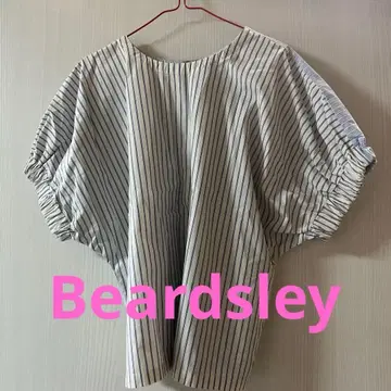 비어즐리 Beardsley 스트라이프 패턴 퍼프 슬리브 셔츠