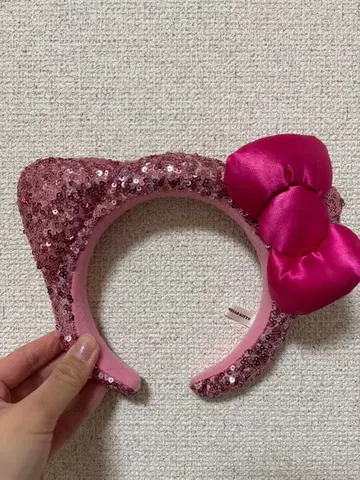 가격 인하 고양이 귀 머리띠 핑크 리본 포함