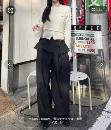 허리 프릴 슬랙스 M 블랙