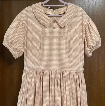 스트릿 올갠 퍼프 소매 롱 원피스 핑크