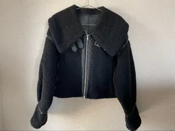 보아 가죽 숏 자켓 블랙