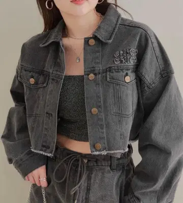 Chico 컷오프 숏 데님 자켓