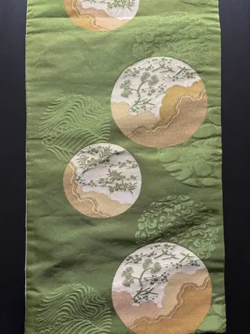 세탁 가능한 오비 쿄후쿠로 오비 일본풍 패턴 그린 계열 폴리에스테르