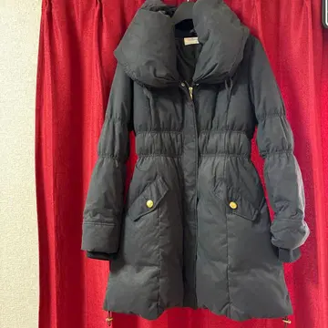 RecHerie 블랙 롱 다운 볼륨 넥 (다운 70% 따뜻한)