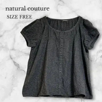 내추럴 꾸뛰르 블라우스 상의 퍼프 슬리브 반팔 다크 브라운