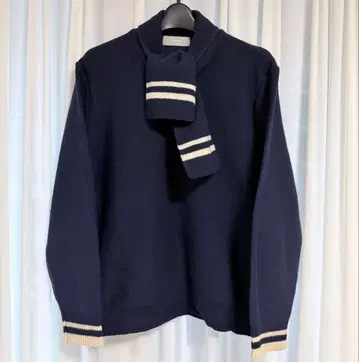 네이비 머플러 세트 니트 스웨터