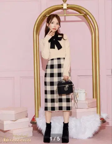 미셸 마카롱 보타이 니트 원피스 XS