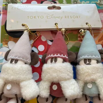 디즈니 크리스마스 리루린린 봉제 인형 참 민트 빨간색 베이지