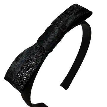 컴플렉스 비즈 머리띠 새틴 리본 블랙
