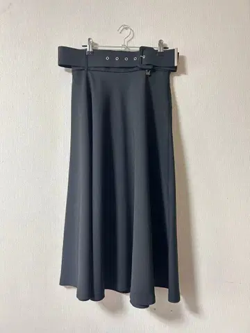 이탈리아 FlyGirl 롱 스커트 블랙 플레어 벨트 세트