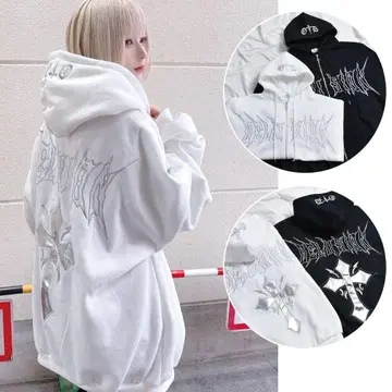 볼칸 & 아프로다이티 메탈 크로스 ZIP 후드티 화이트 M