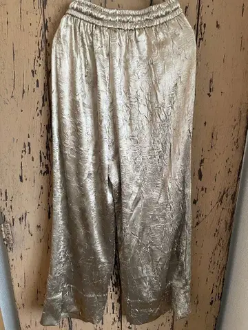 골드 와이드 팬츠 허리밴딩