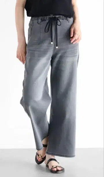 Vin 스트레치 데님 와이드 팬츠