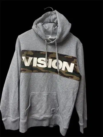 VISION 카모플라쥬 로고 후드티 그레이