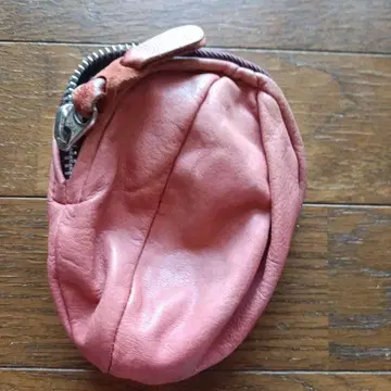 핑크 가죽 지퍼 파우치