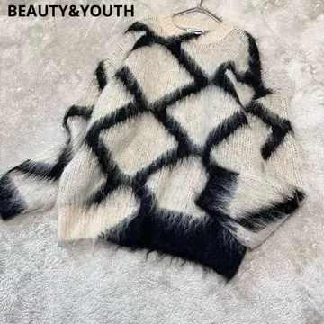 새상품 뷰티앤유스 바이컬러 자카드 샤기 니트 풀오버